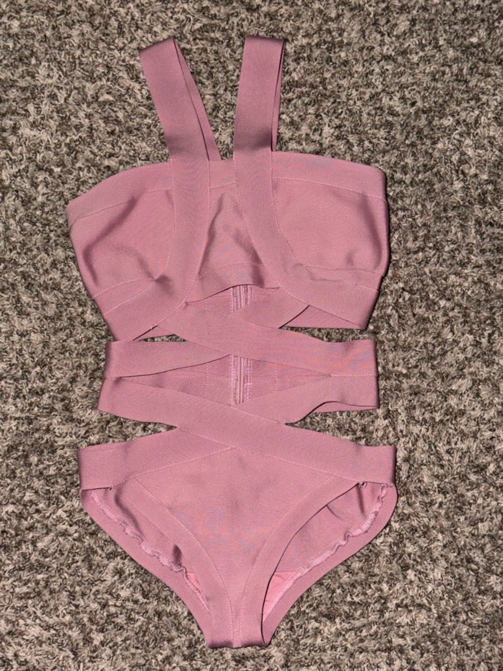 NWOT Mauve One-Piece Swimsuit with Crisscross Straps